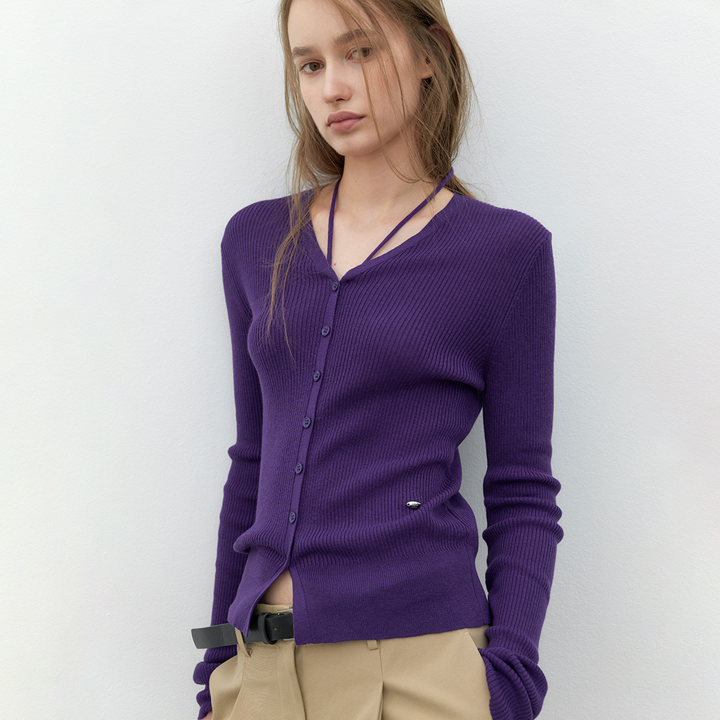 (Z-CD-2272)MULTI USED STRING V-NECK SLIM CARDIGAN