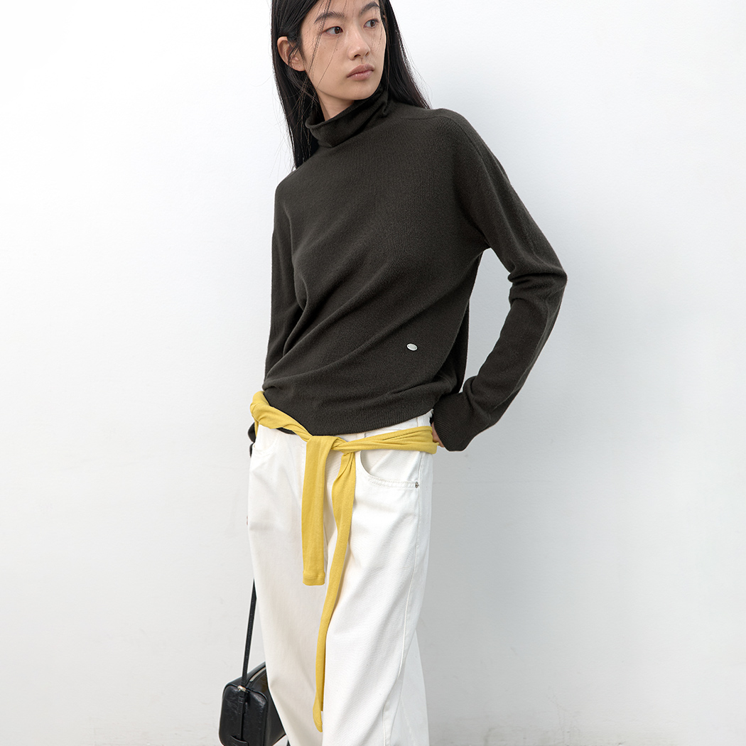 (ZT-7140)ESSENTIAL WHOLE GARMENT LOOSE FIT HIGH NECK KNIT