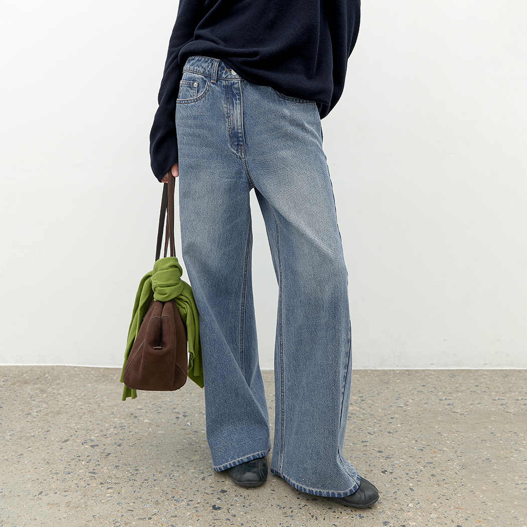 (Z-PT-5752)LOOSE BOOTS CUT FIT DENIM PANTS