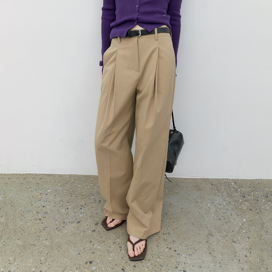 (PT-5812)DOUBLE TUCK WIDE PANTS S