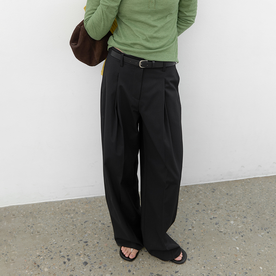 (PT-5812)DOUBLE TUCK WIDE PANTS S