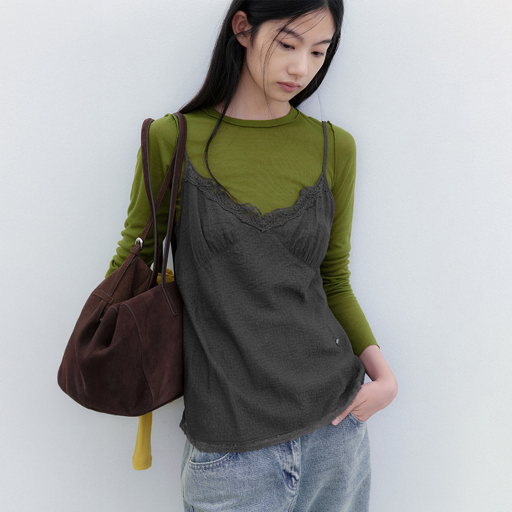 (BL-4440) V-NECK LACE CAMI TOP Korea