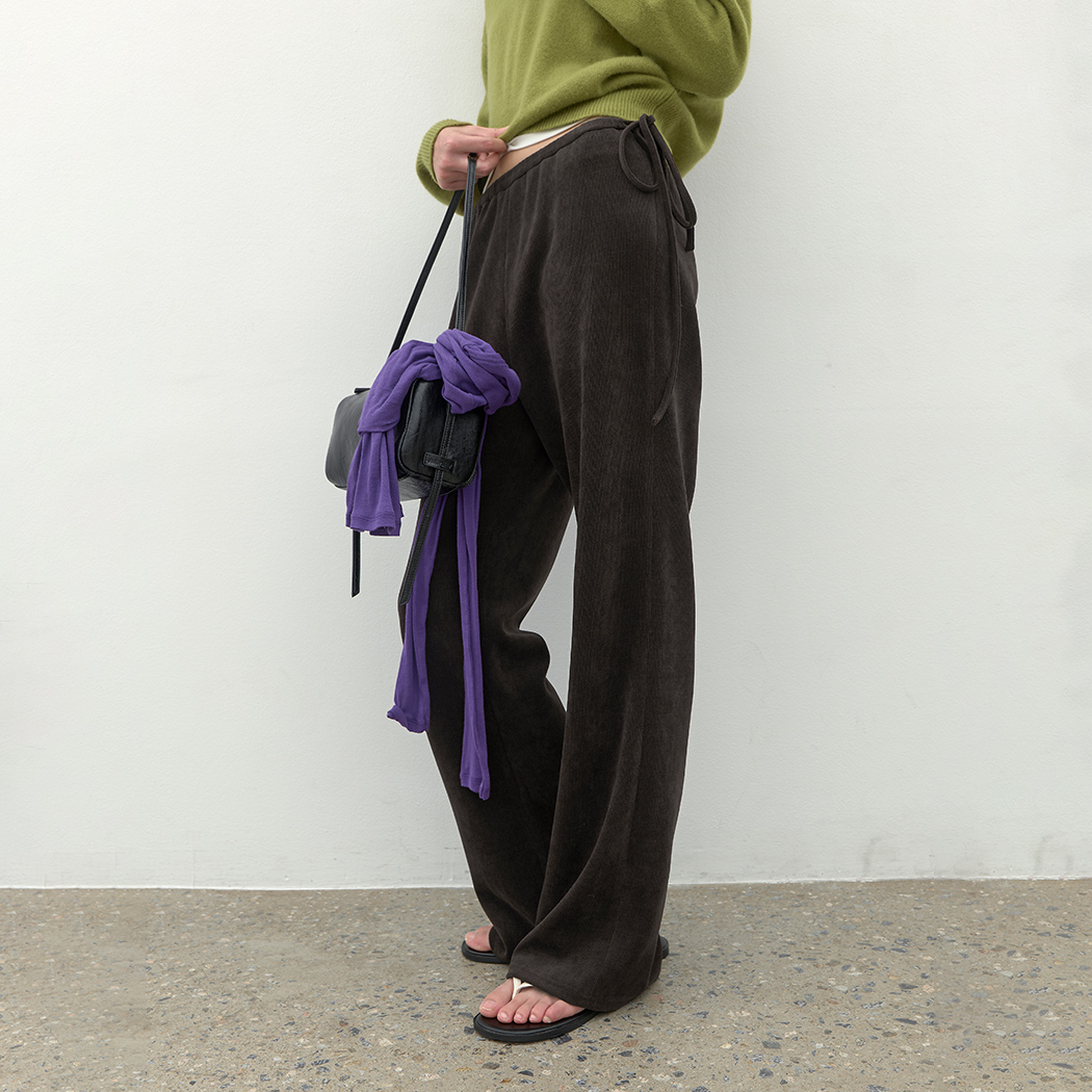 (PT-5808)RIBBED JERSEY BANDING BOOTCUT PANTS