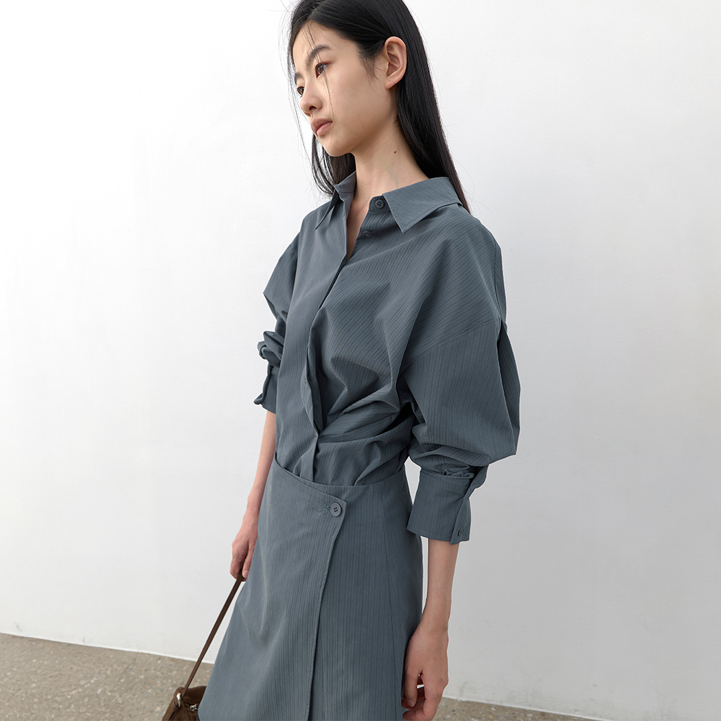 (OP-6346)DRAPE WRAP SKIRT SET-UP ONE PIECE S