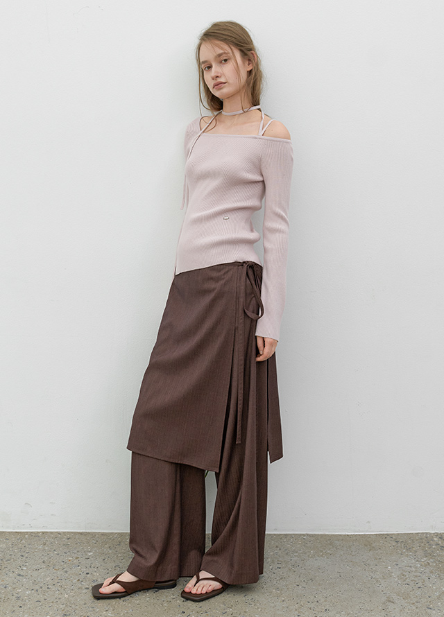 (ZT-7180)ONE OFF SHOULDER STRAP SLIM FIT KNIT Korea