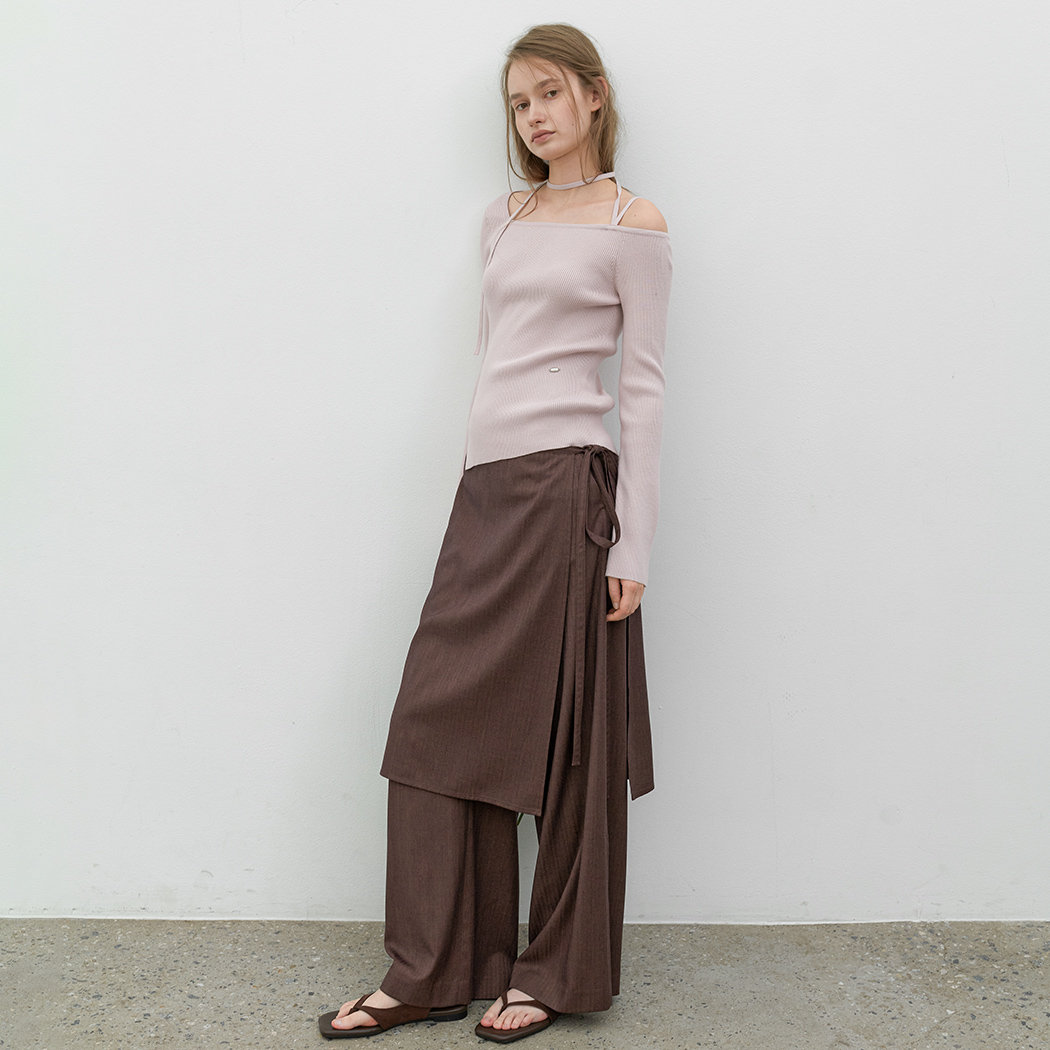 (PT-5828)LAYERED WRAP SKIRT PANTS
