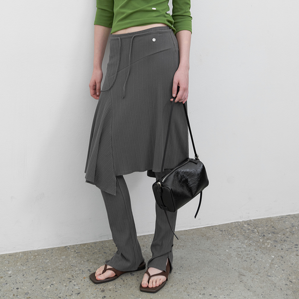 (PT-5819)UNBALANCED WALE FLARE SKIRT-PANTS