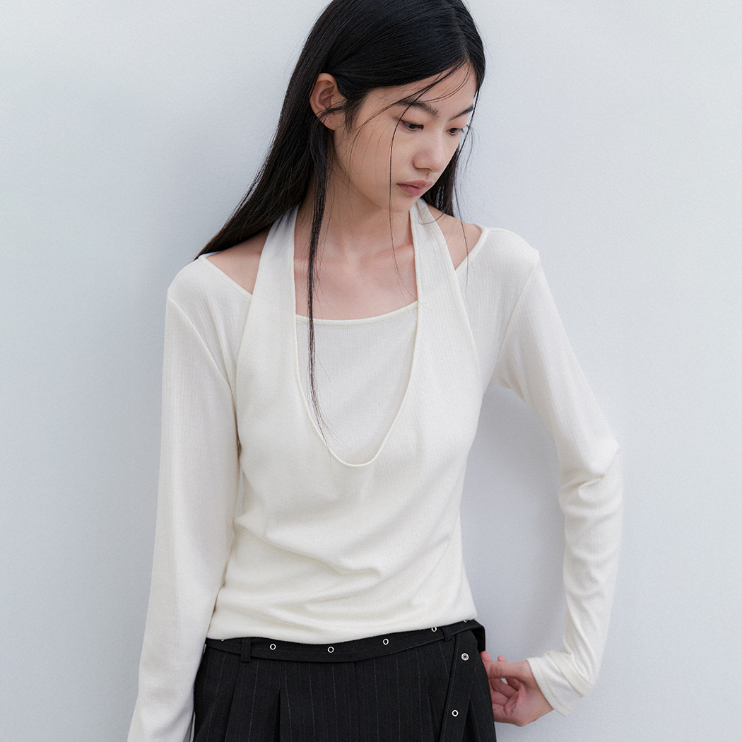 (T-7274)Layered Halter Top