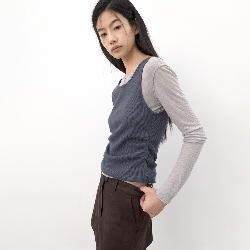 (T-7284)AN LAYERED BOAT NECK COMBO TEE S