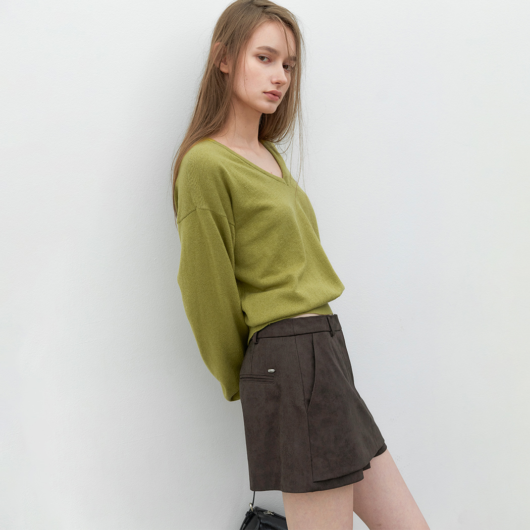 (PT-5830)SUEDE LOWRISE SKIRT PANTS