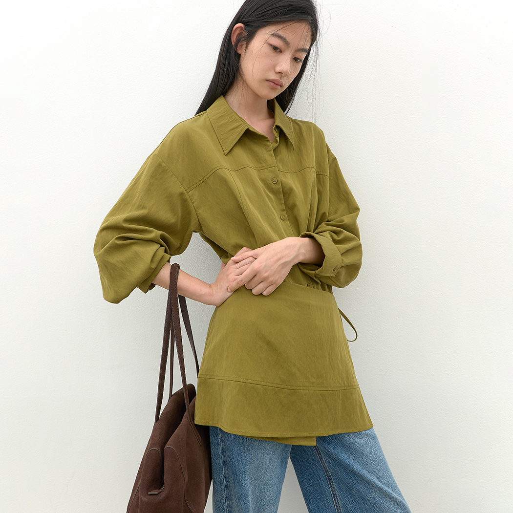(BL-4434)CREASED SKIRT LAYERED BLOUSE S