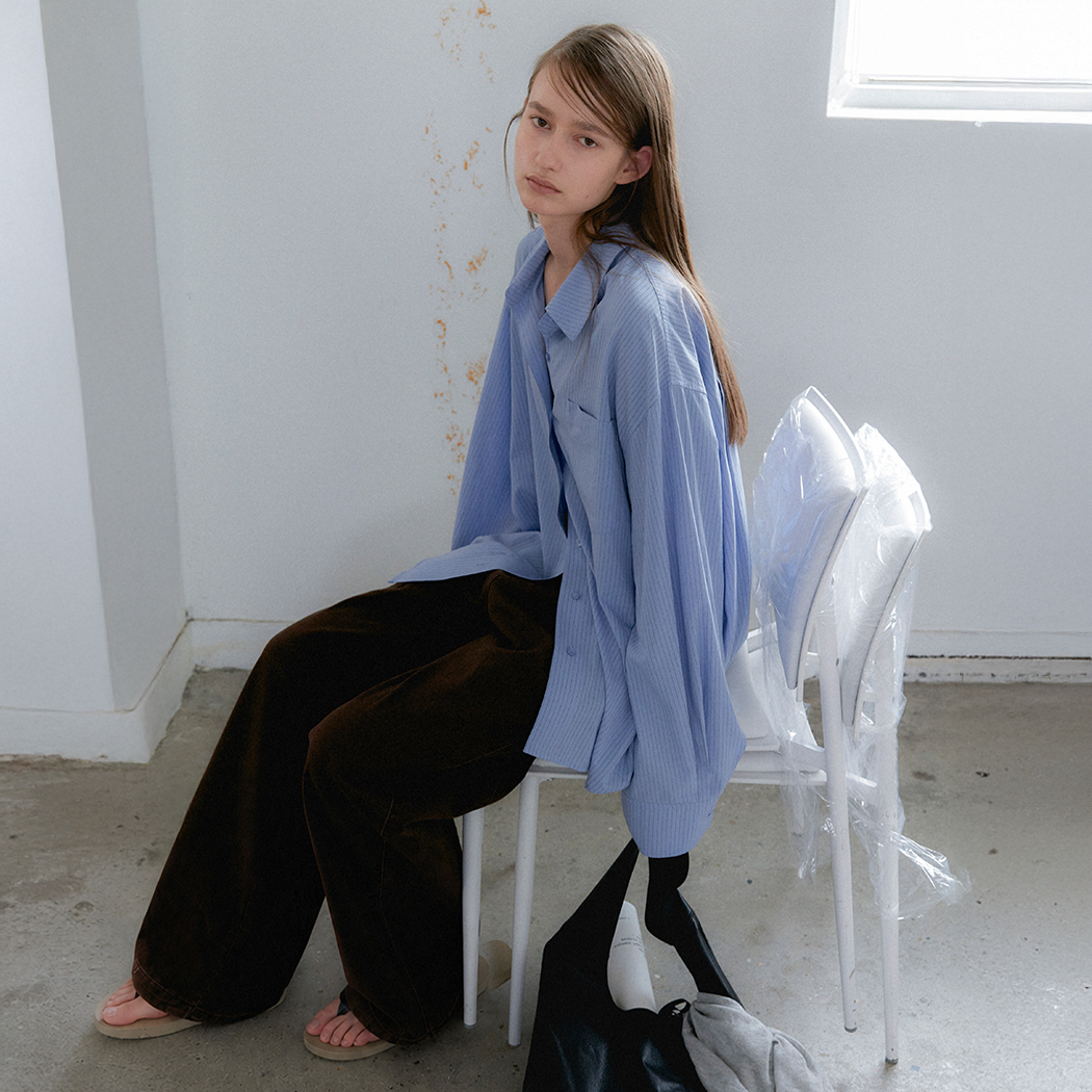 (BL-4443)AN STRIPE OVERSIZED SHIRT