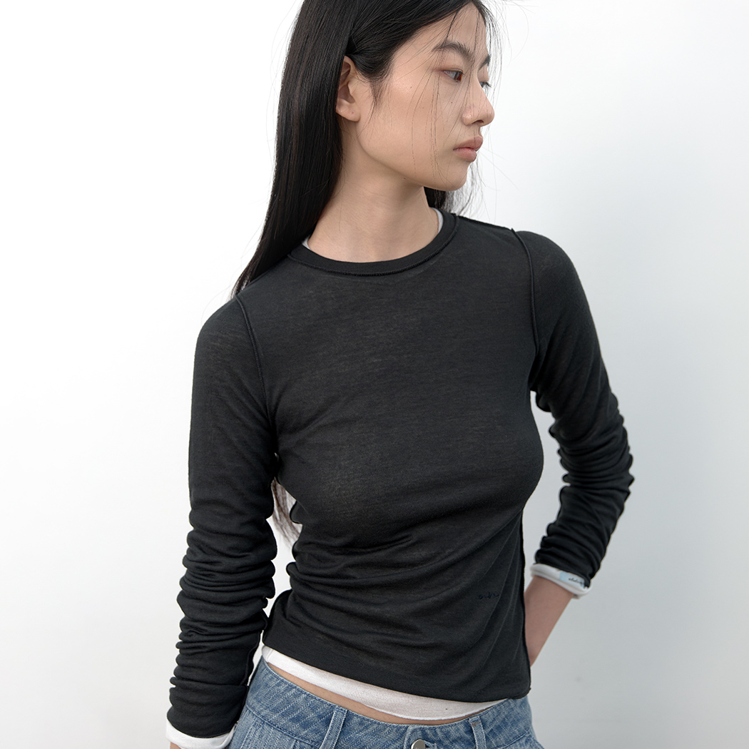(T-7289)AN INTERLOCK LONG SLEEVE SLIM FALL TEE