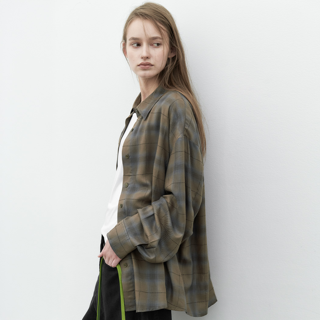 (BL-4441)GARMENT WASHED CHECK SHIRT