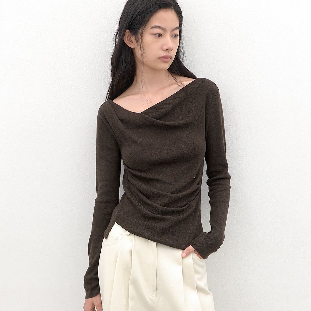 (T-7309)TUCK DETAIL DRAPE KNIT