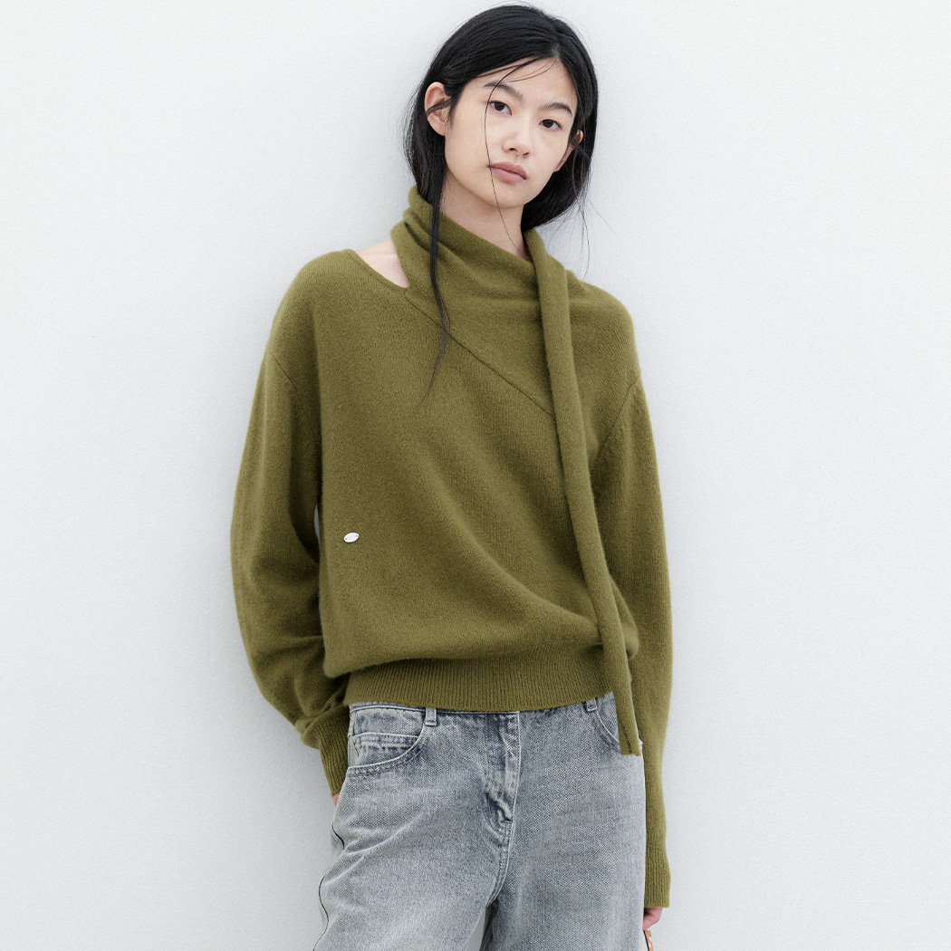 (T-7318)YAK BLENEDE MUFFLER KNIT