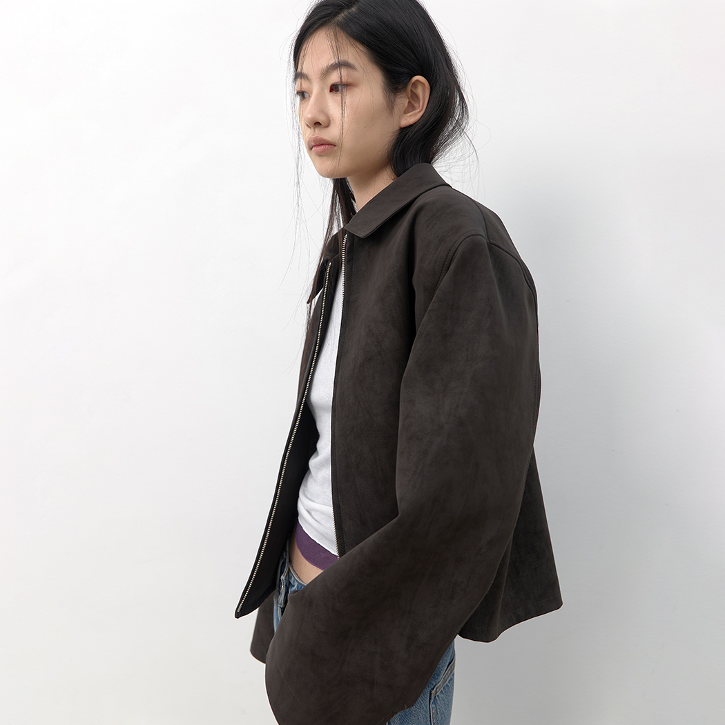 (JK-3072)ZIP-UP SUEDE LEATHER JACKET
