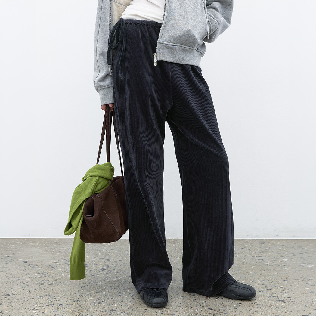 (PT-5803)WARM RIBBED JERSEY BANDING BOOTCUT PANTS