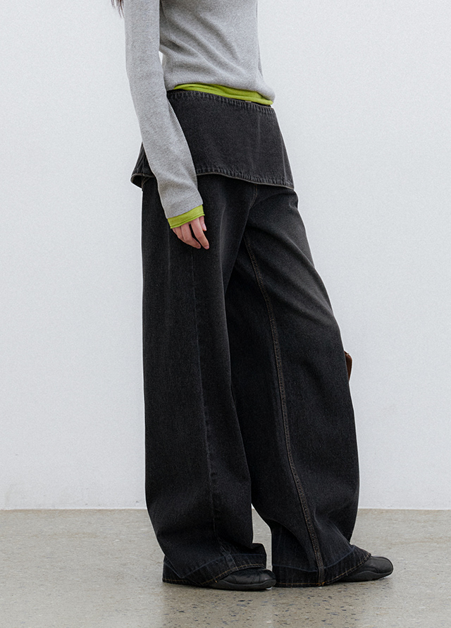 (T-7293)COLOR-BLOCK HENLEY NECK LAYERED KNIT Korea