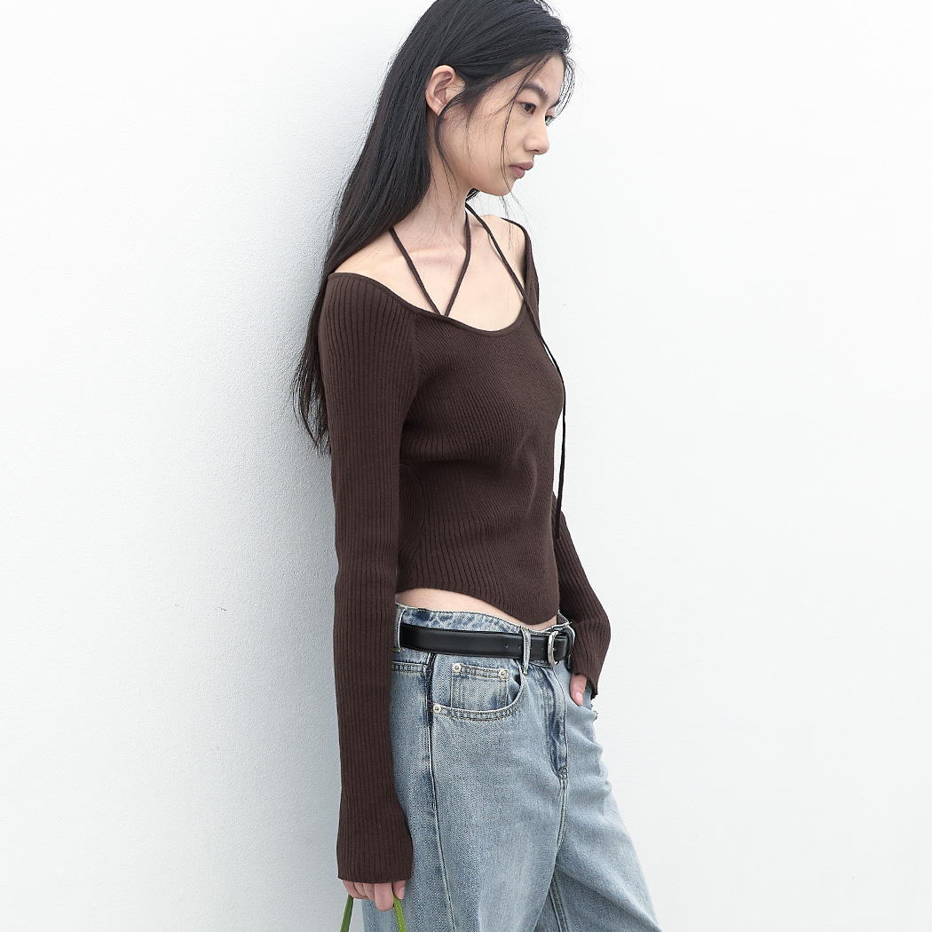 (T-7296)BALLET RIBBED STRING KNIT