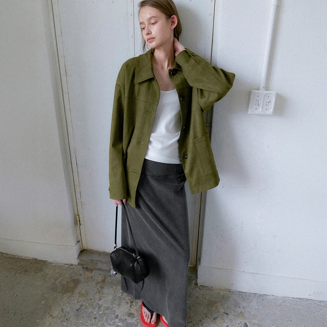 (JK-3075)SUEDE SET-UP CLASSIC HALF JACKET