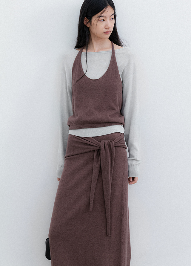 (T-7292)COLOR POINT HALTER VEST&TOP SET UP S Korea
