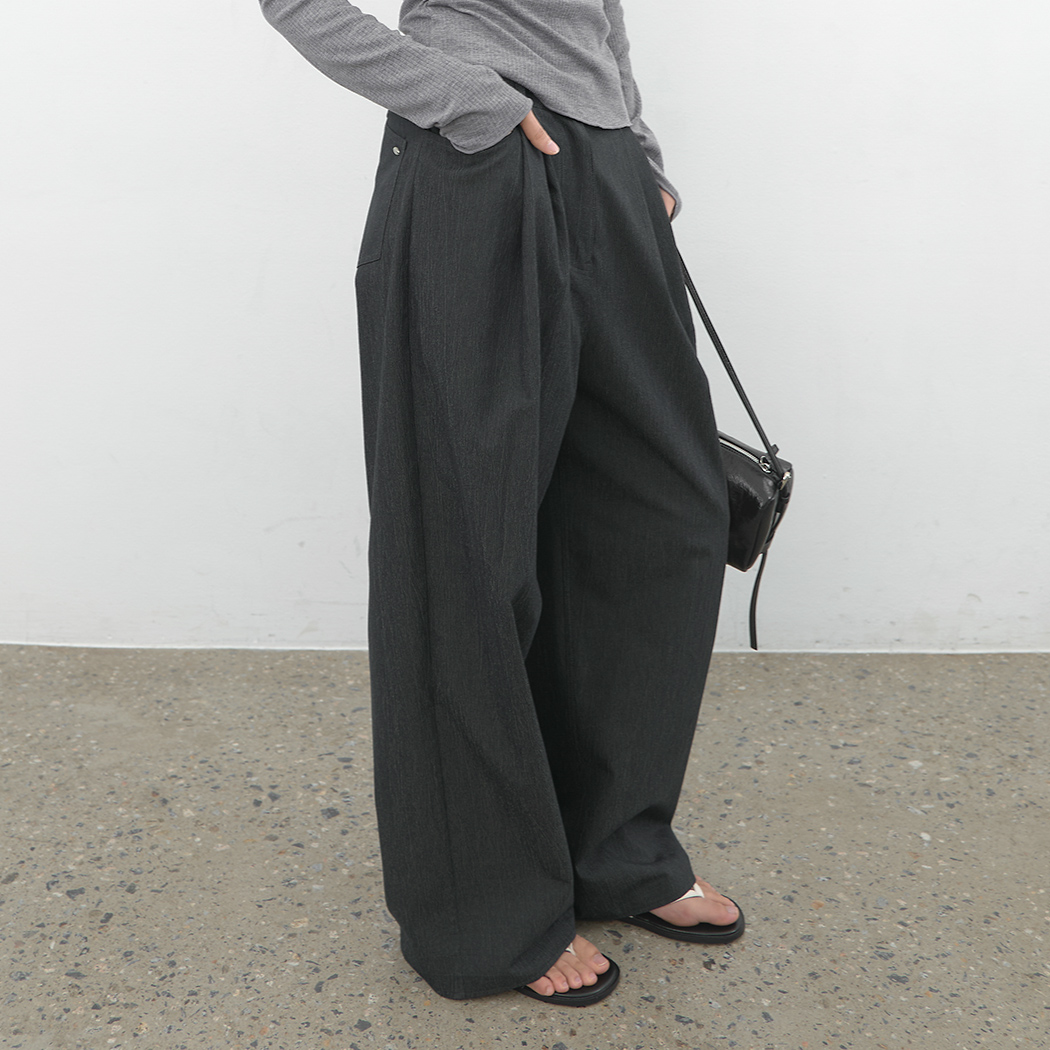 (PT-5827)CREASE TWO TUCK WIDE PANTS