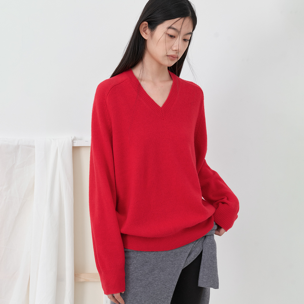 (ZT-7151)ESSENTIAL V-NECK OVERFIT KNIT