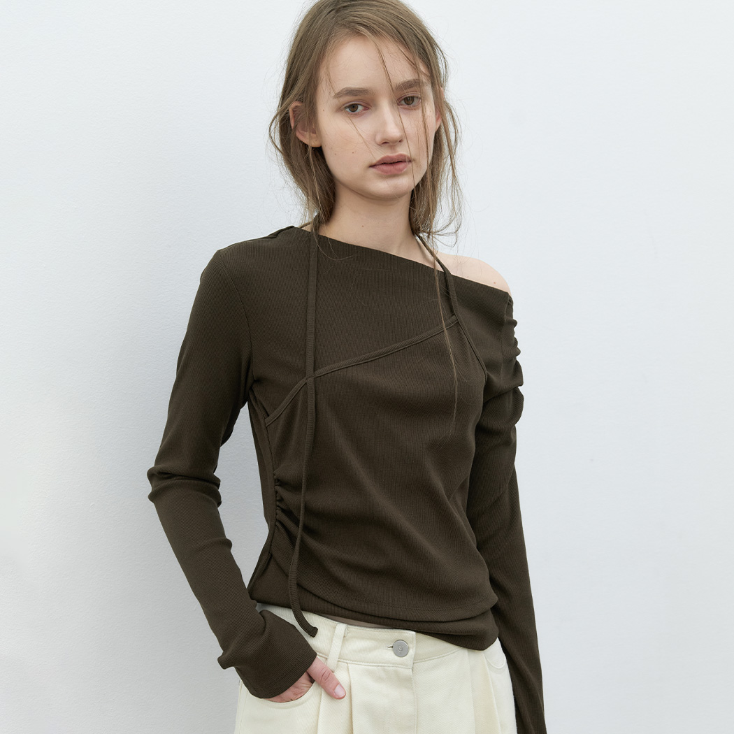 (T-7272)HALTER LAYERED OFF SHOULDER TOP