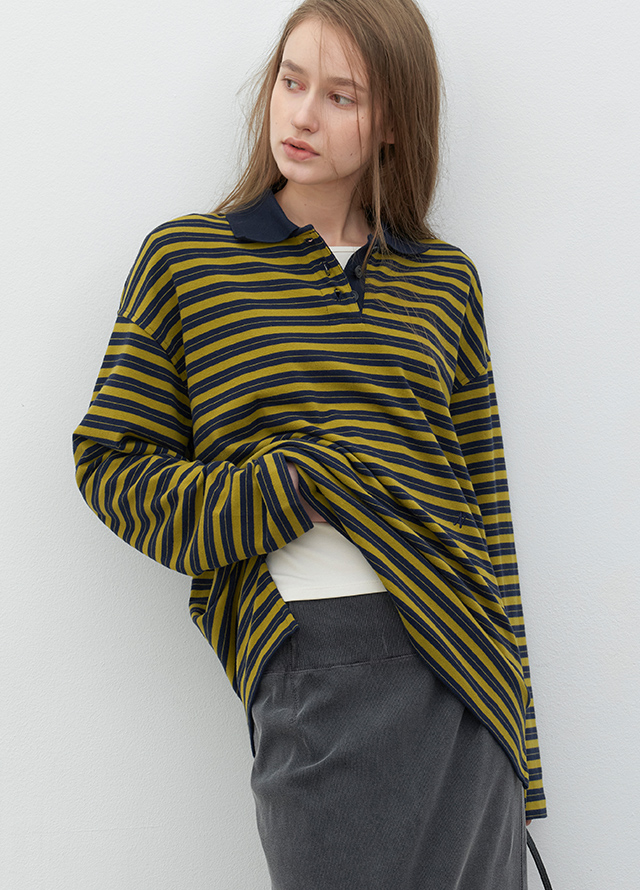 (BL-4451)LAHT STRIPE OVERSIZED SHIRT Korea