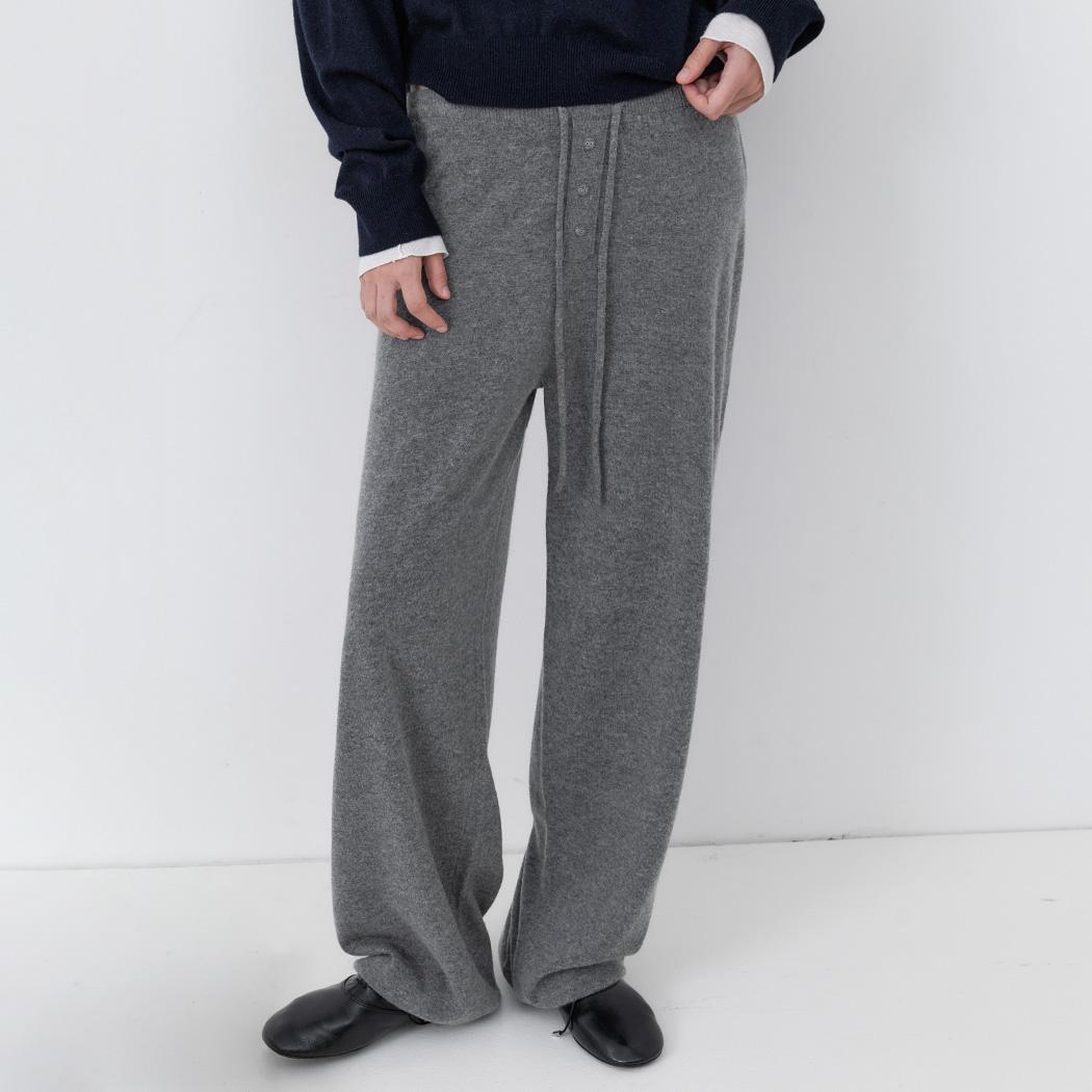 (PT-5823)AN WOOL LOOSE FIT BUTTON KNIT PANTS SET-UP