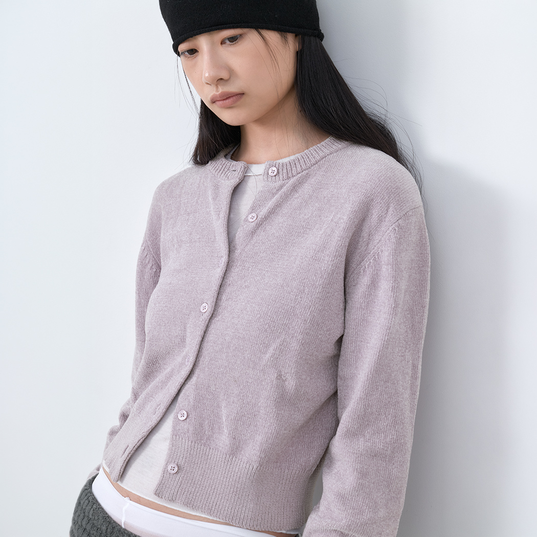 (CD-2287)AN VELVET ROUND NECK KNIT CARDIGAN
