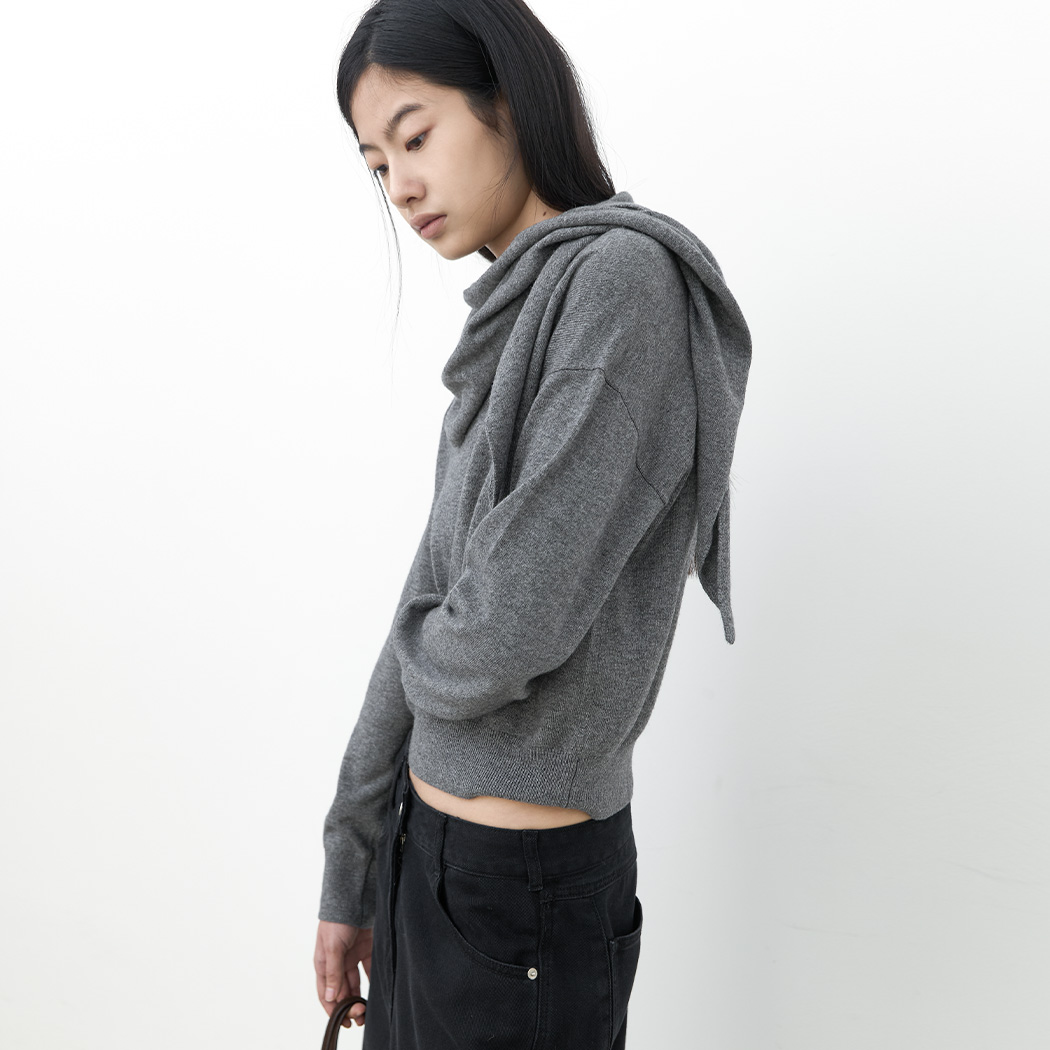 (T-7320)CASHMERE BLEND SCARF V-NECK KNIT SET