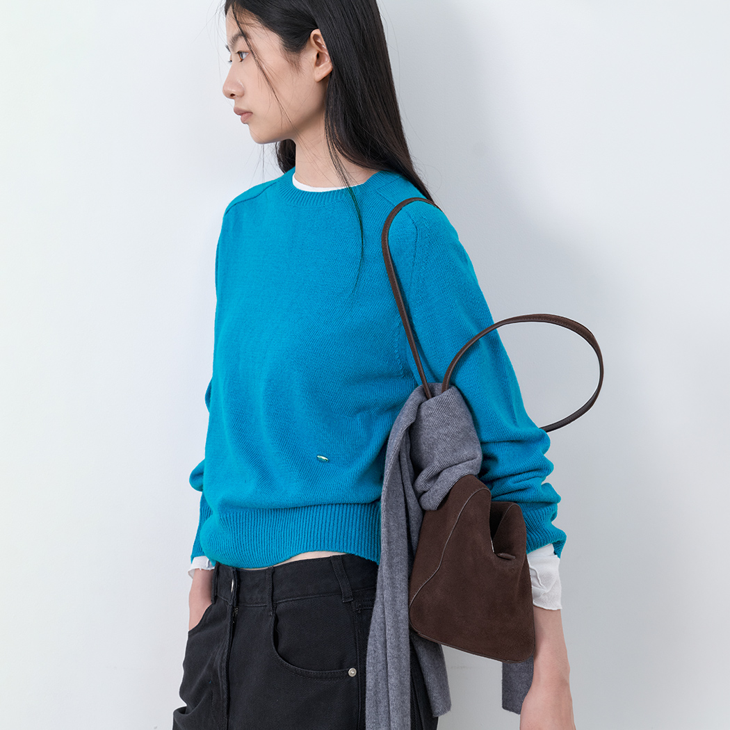 (T-7313)WOOL BLENDED RAGLAN ROUND KNIT