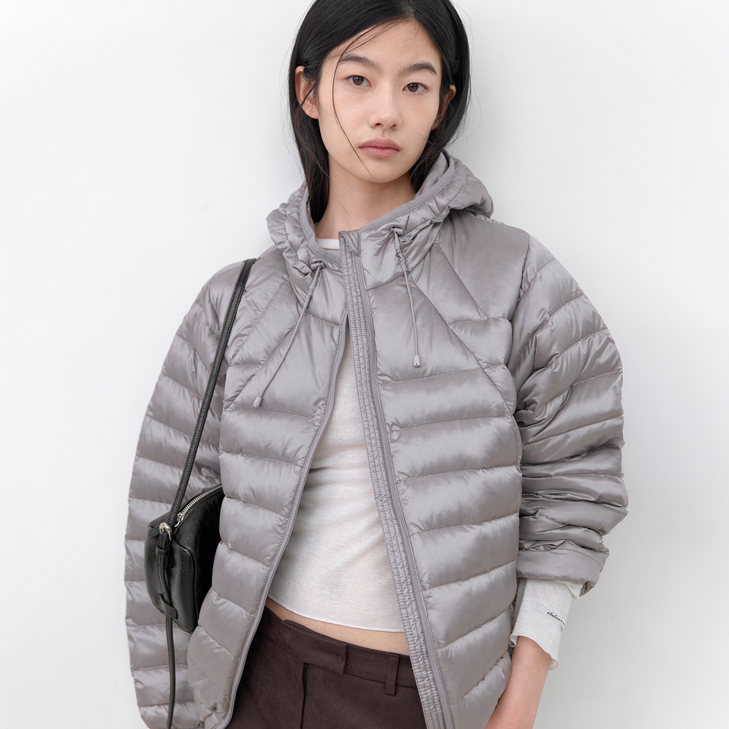 (JP-619)LIGHTWEIGHT GLOSSY HOODY DUCK DOWN