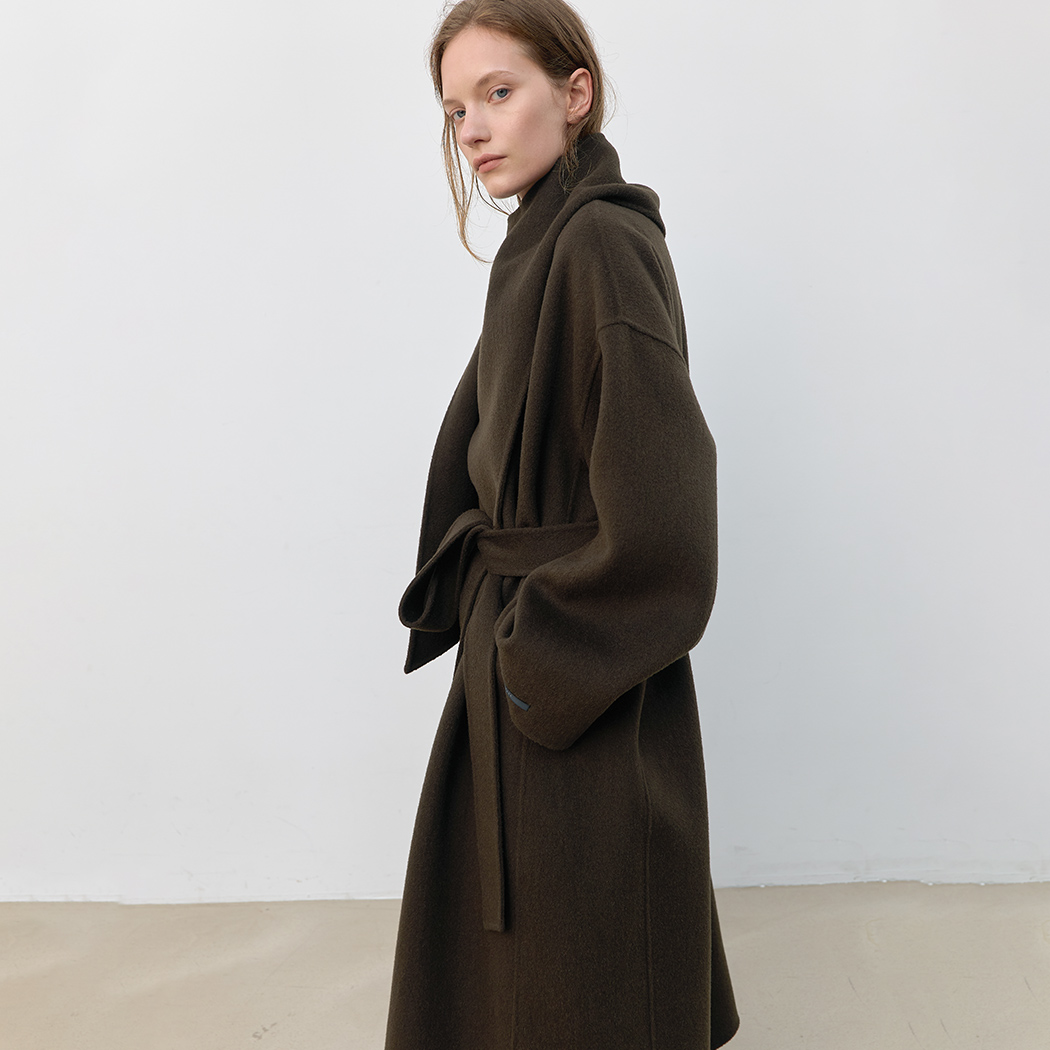 (Z-CT-1459)DRAPE SCARF WOOL HANDMADE COAT S