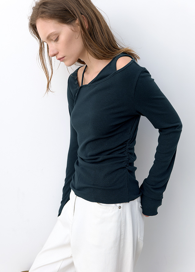 (PT-5827)CREASE TWO TUCK WIDE PANTS Korea