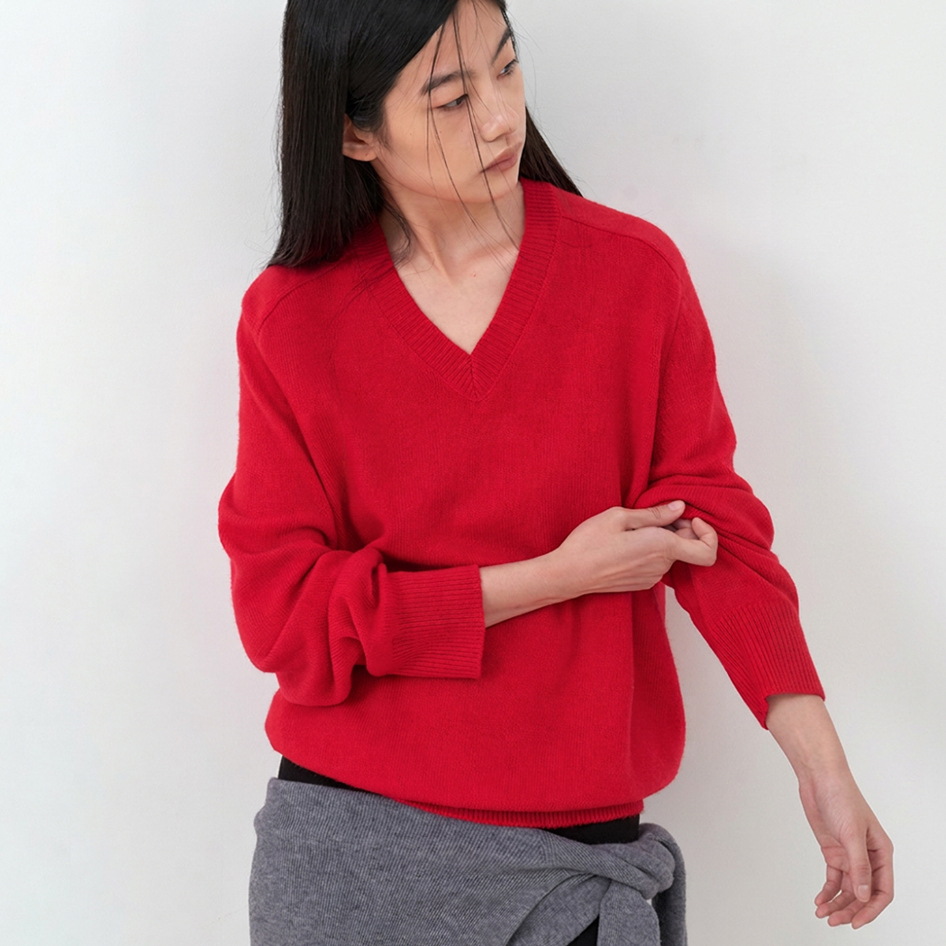 (ZT-7151)ESSENTIAL V-NECK OVERFIT KNIT