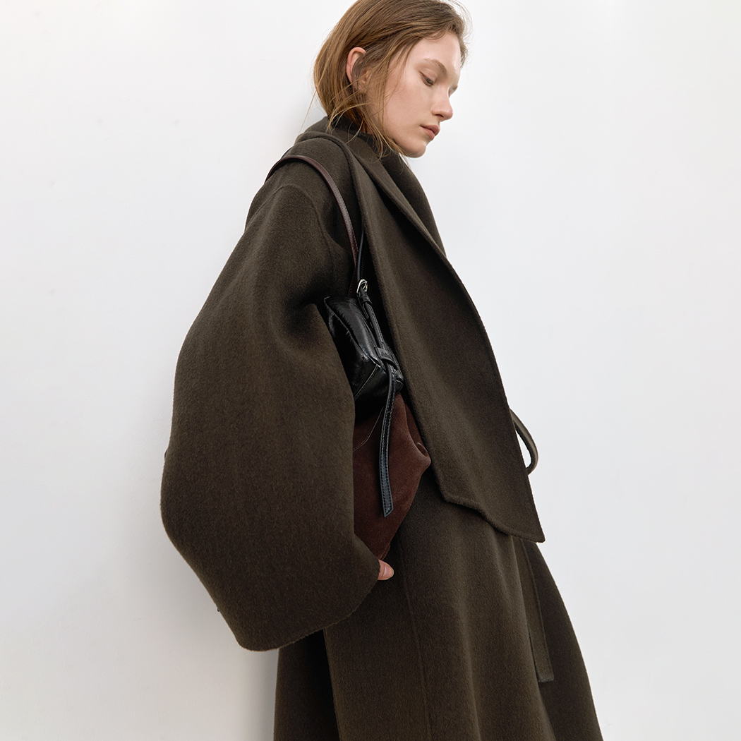 (Z-CT-1459)DRAPE SCARF WOOL HANDMADE COAT S