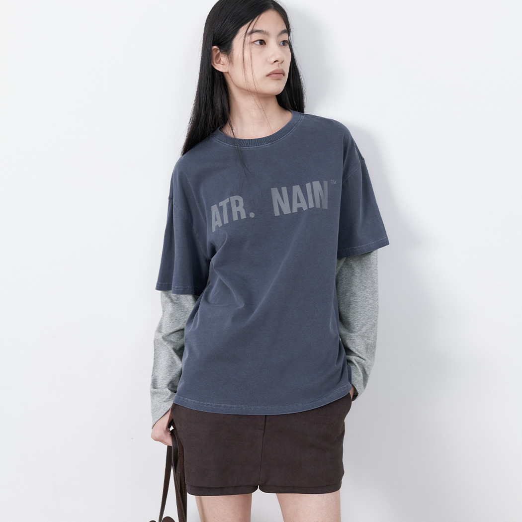 (T-7270)ATR LOGO LETTERING LAYERED TEE