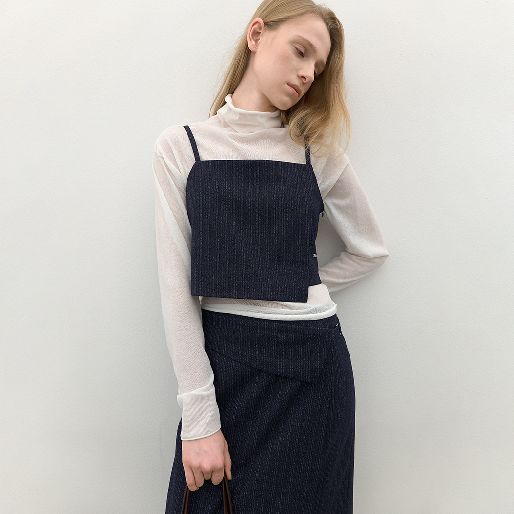 (BL-4456)STRIPE SET-UP BUSTIER BLOUSE