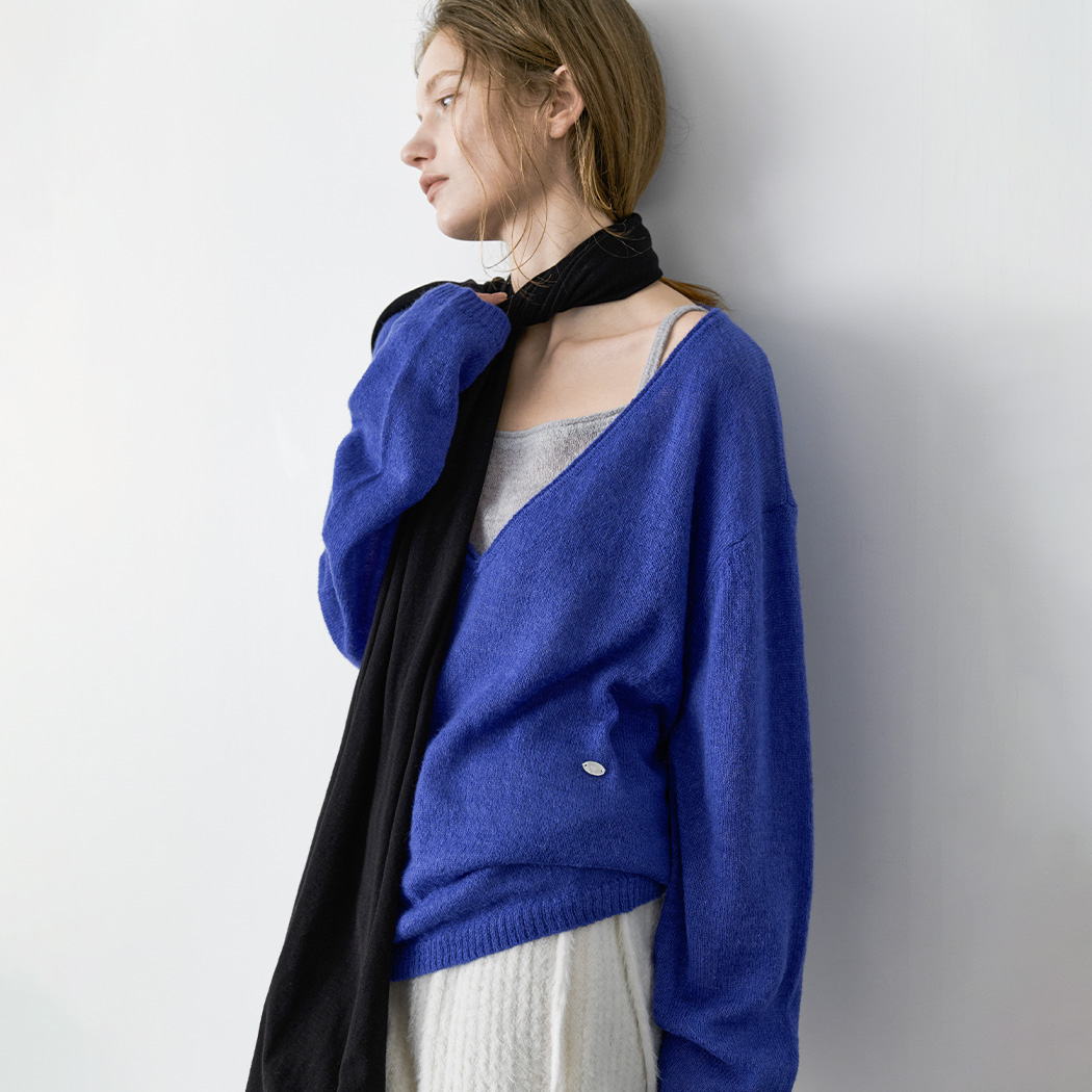 (T-7347)ALPACA LAYERED POINT TOP & CARDIGAN SET