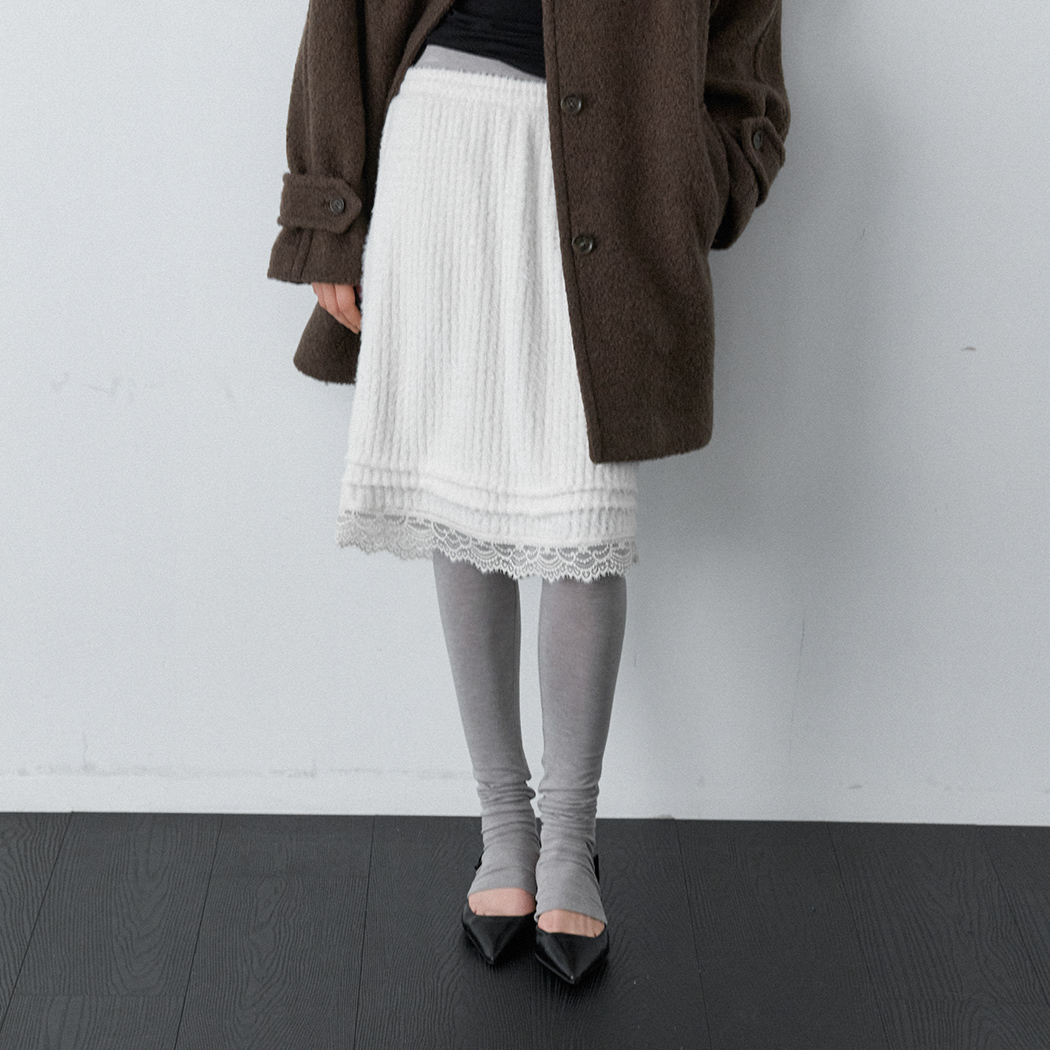 (SK-5145)LACE POINT HAIRY H-LINE SKIRT