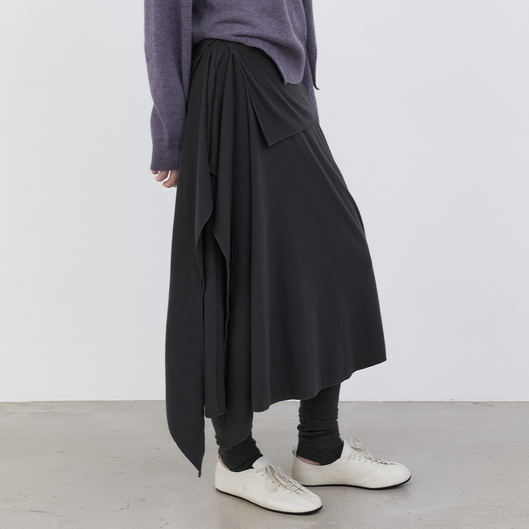 (SK-5140)BOW-TIE WAIST JERSEY SKIRT & JERSEY LEGGINGS