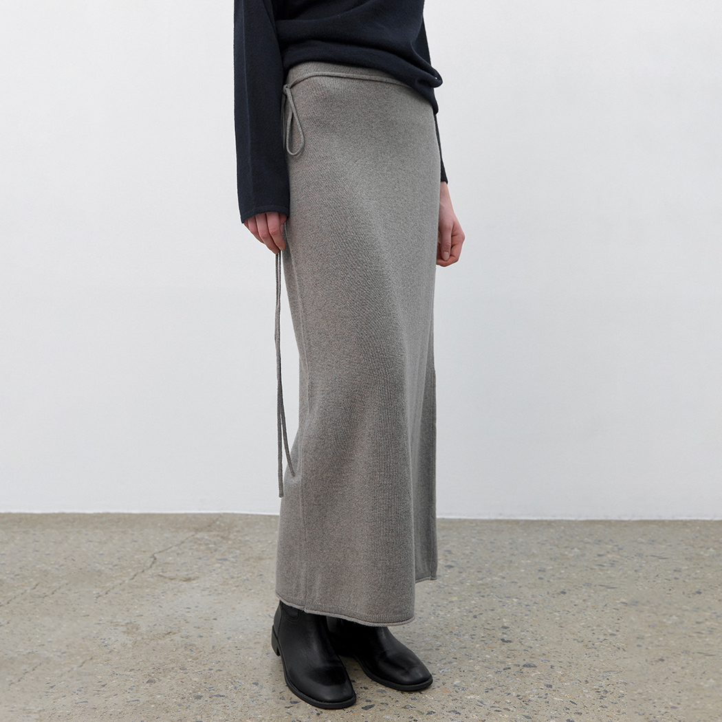 (SK-5149)WAIST STRING MAXI KNIT SKIRT SET-UP