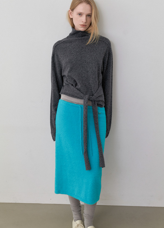 (T-7358)WAIST STRAP TURTLE NECK KNIT Korea